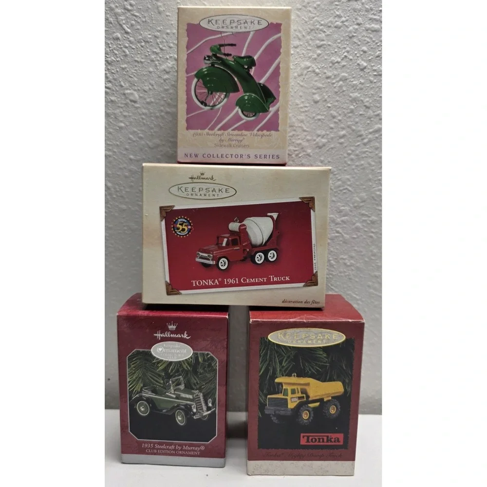 Hallmark Keepsake Ornaments 1990s Car/Truck/Bike Lot of 4 EX+ Condition